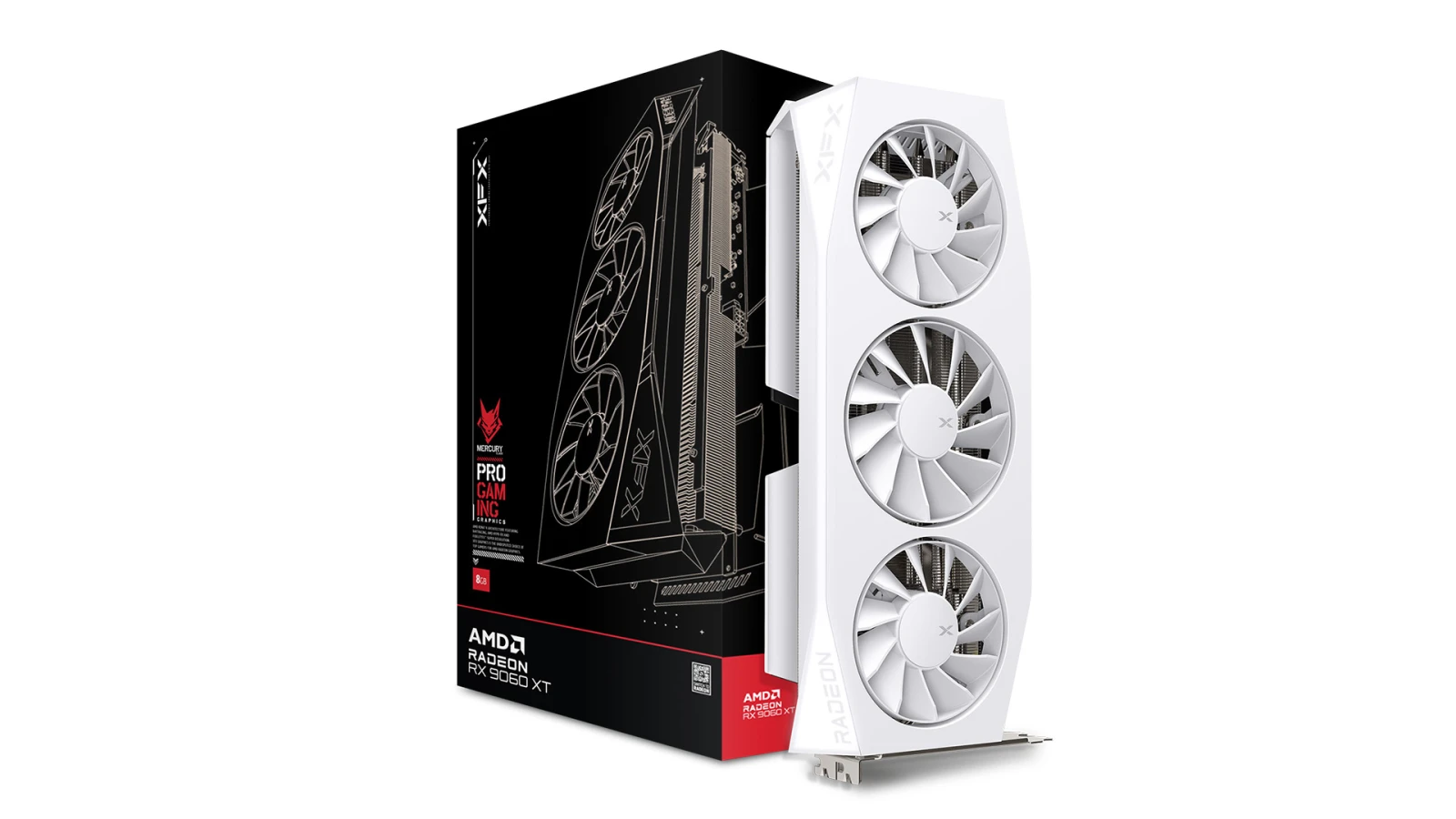 XFX Mercury AMD Radeon RX 9060 XT OC White Gaming Edition with 16GB GDDR6